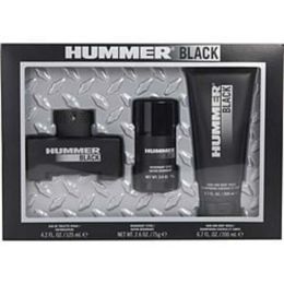 Hummer Black By Hummer Edt Spray 4.2 Oz & Hair And Body Wash 6.7 Oz & Deodorant Stick 2.6 Oz For Men